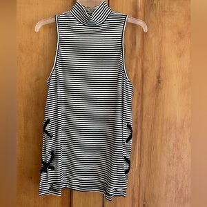 Black-and-white striped sleeveless top